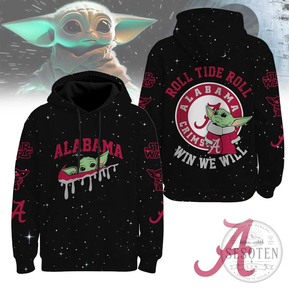 Alabama Crimson Tide Grogu Star Wars Hoodie