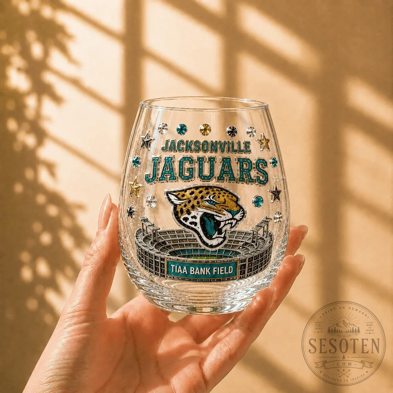 Jacksonville Jaguars NFL Football Stemless Wine Glass Set 7 Jacksonville Jaguars NFL Football Stemless Wine Glass Set