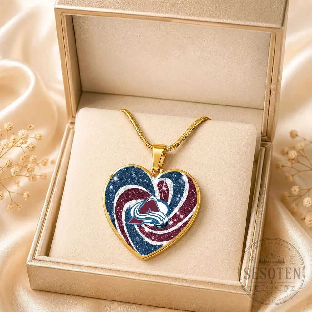 Colorado Avalanche Heart Shaped Pendant Necklace, National Hockey League Fan Gift