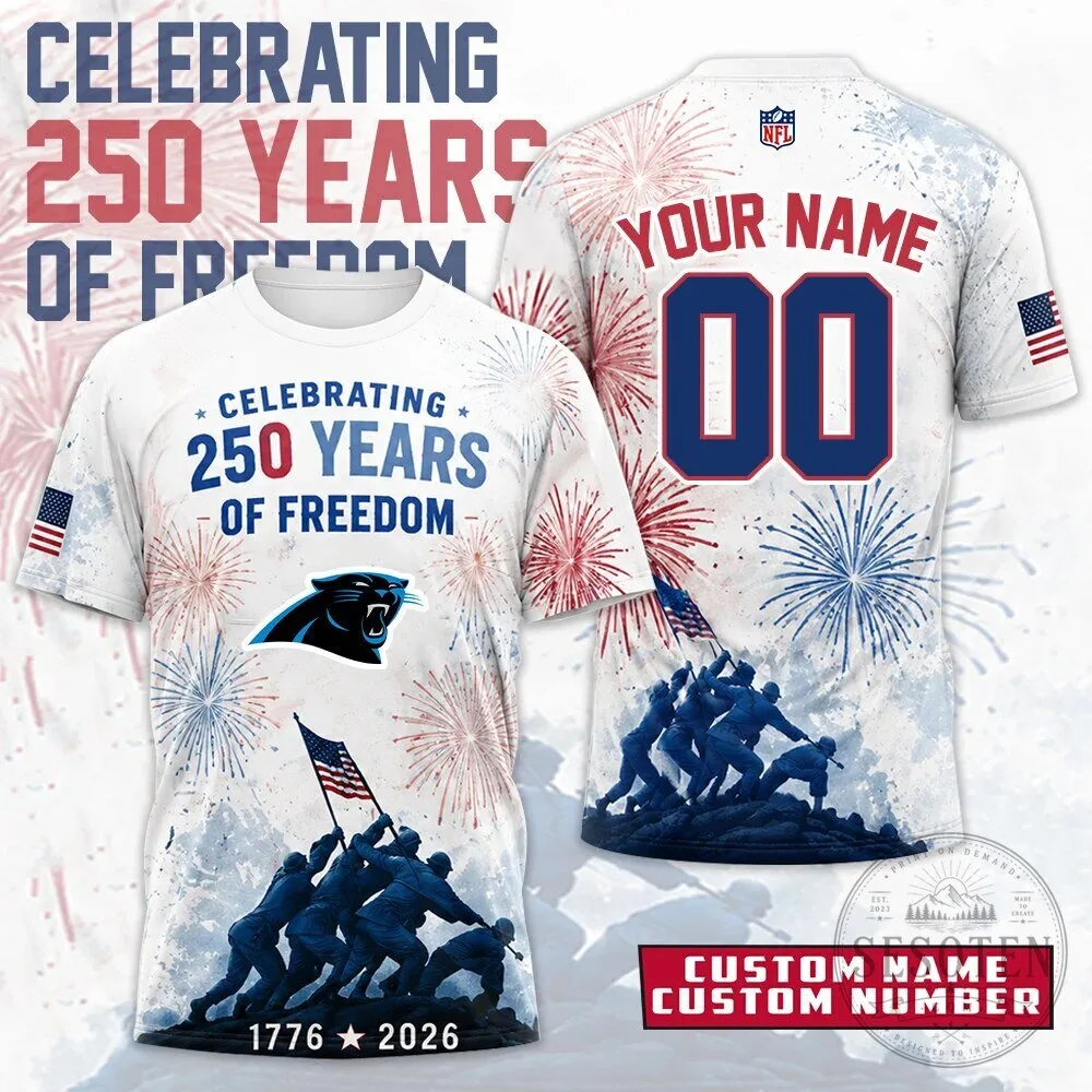 Carolina Panthers Football 250 Years of Freedom Personalized T-Shirt