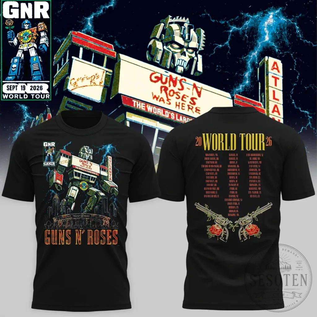Guns N' Roses Truist Park Atlanta 2026 World Tour Robot Graphic T-Shirt Guns N' Roses Truist Park Atlanta 2026 World Tour Robot Graphic T-Shirt