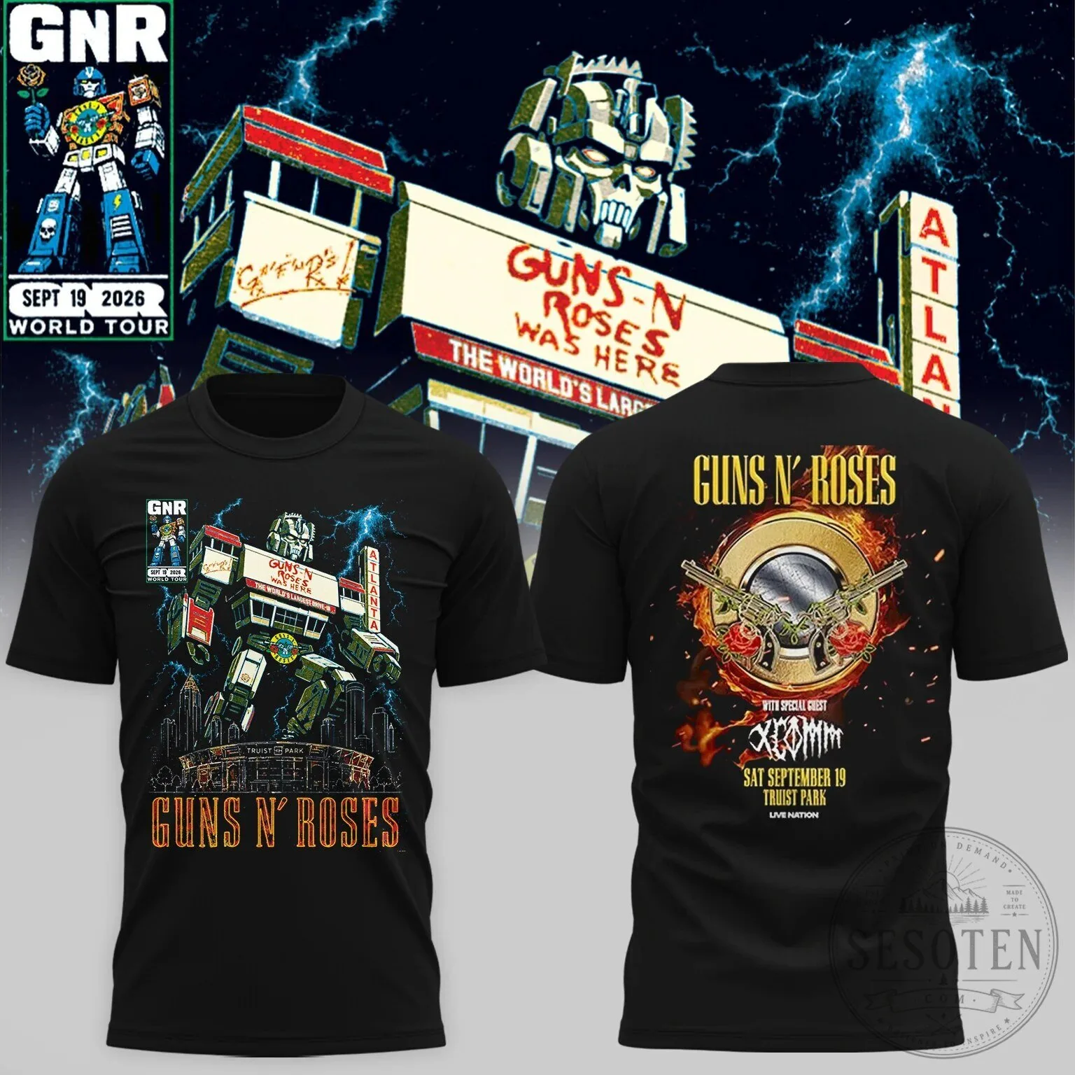 Guns N' Roses Truist Park Atlanta Concert Robot Graphic T-Shirt 2 Guns N' Roses Truist Park Atlanta Concert Robot Graphic T-Shirt