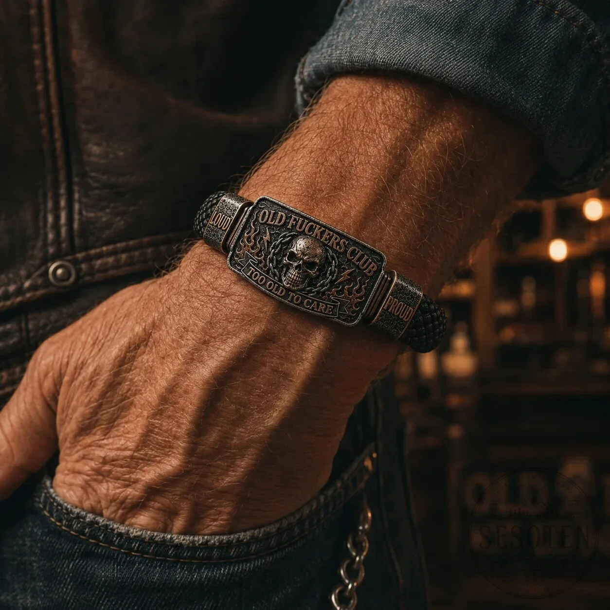 Old Fuckers Club Live Loud Skull Too Old To Care Bracelet 29 Old Fuckers Club Live Loud Skull Too Old To Care Bracelet