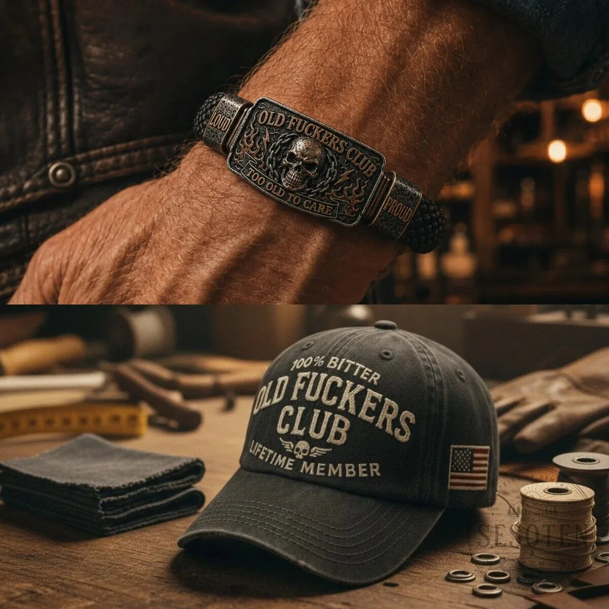 Old Fuckers Club Live Loud Skull Too Old To Care Bracelet 36 Old Fuckers Club Live Loud Skull Too Old To Care Bracelet