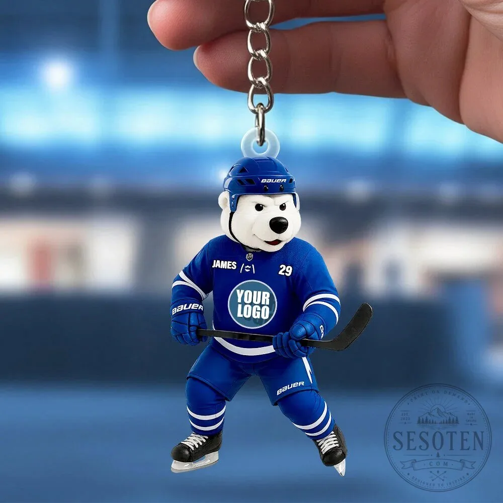 Toronto Maple Leafs Mascot Ice Hockey Player Keychain