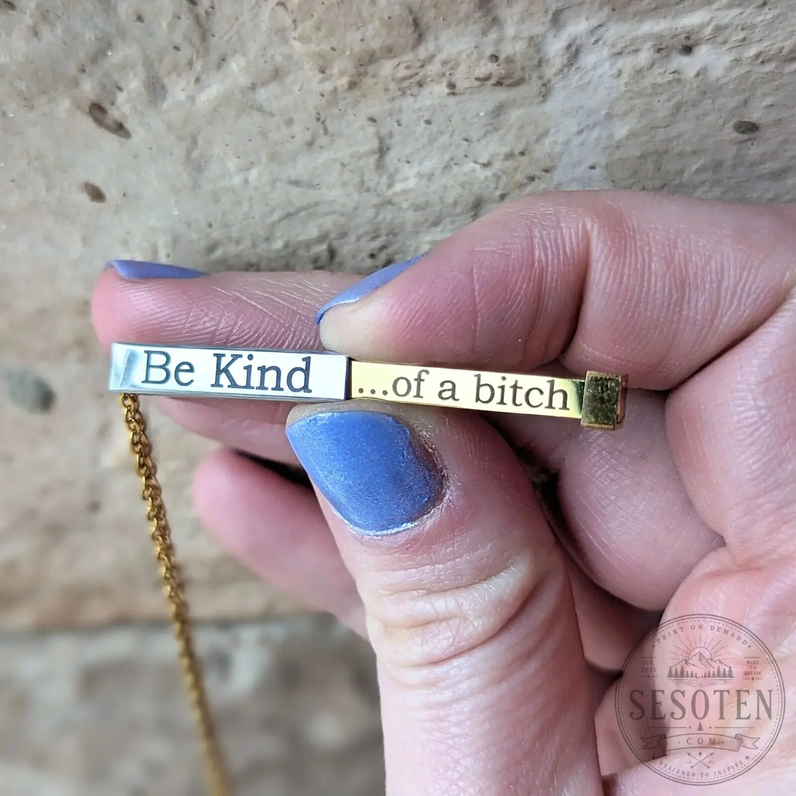 Be Kind Of A Bitch Bar Necklace, Funny Sarcastic Gift 2 Be Kind Of A Bitch Bar Necklace, Funny Sarcastic Gift
