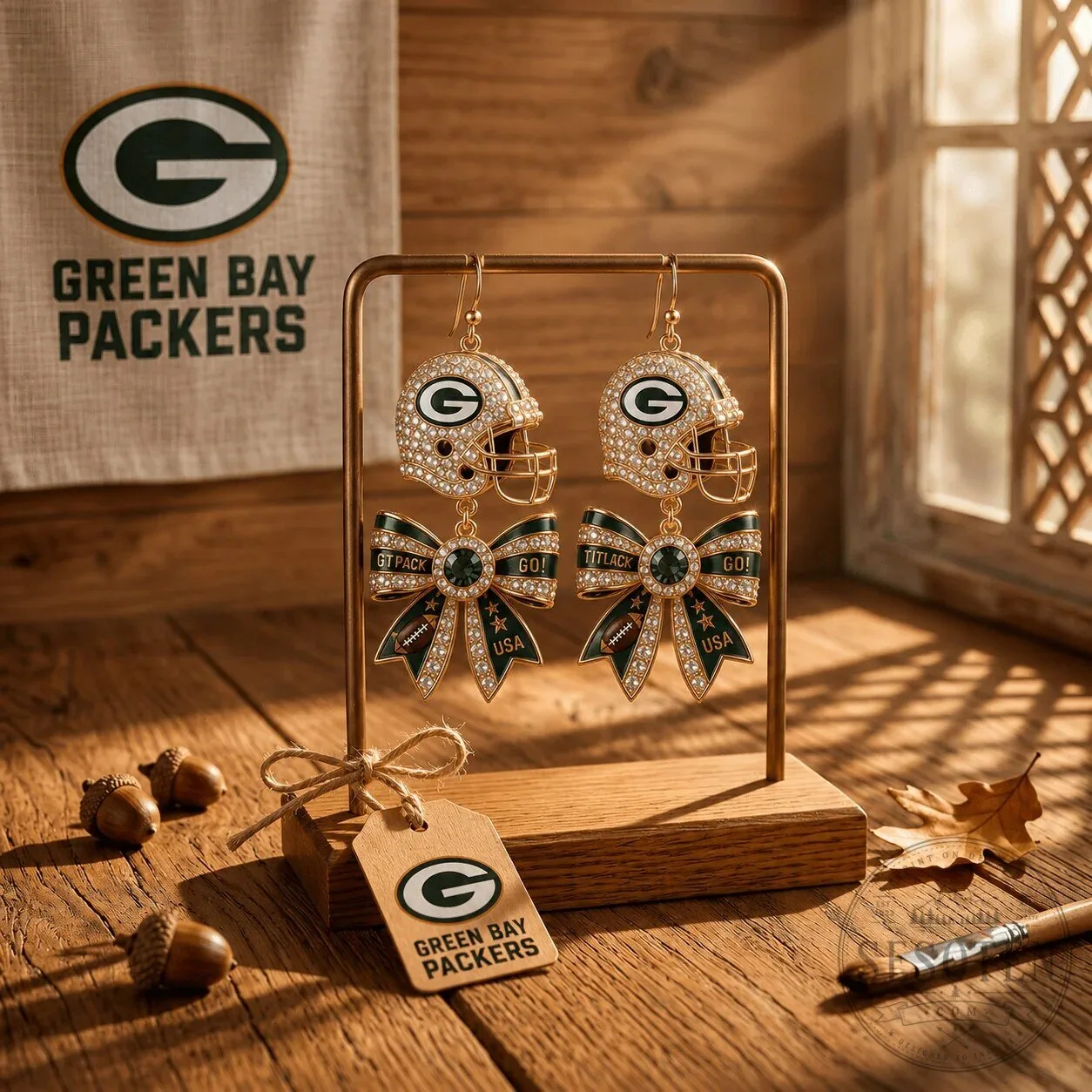 Green Bay Packers Football Helmet Dangle Earrings 6 Green Bay Packers Football Helmet Dangle Earrings