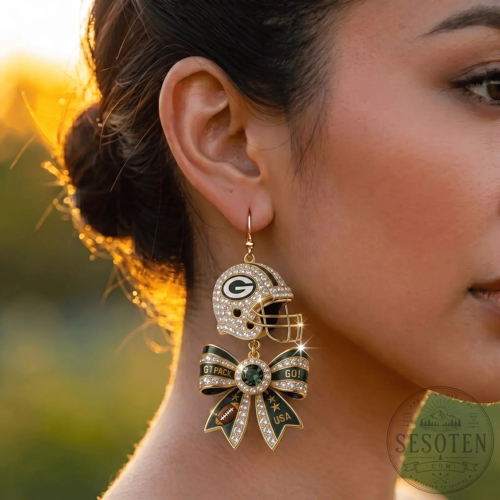 Green Bay Packers Football Helmet Dangle Earrings 7 Green Bay Packers Football Helmet Dangle Earrings