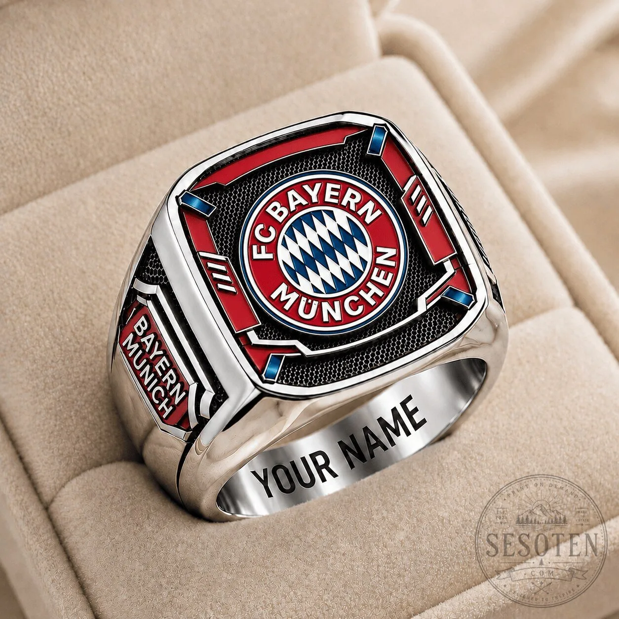 Bayern Munich Football Club Emblem Personalized Engraved Ring for Men