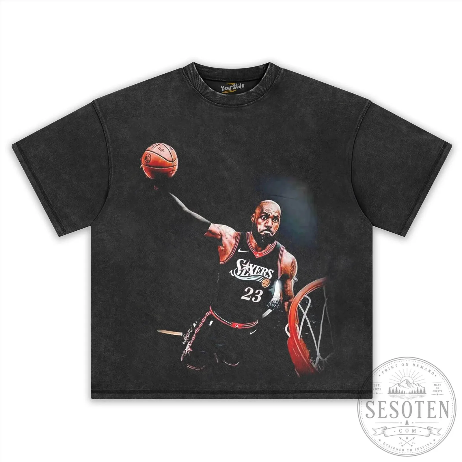 LeBron James Slam Dunk Basketball Player Black Graphic T-Shirt 12 LeBron James Slam Dunk Basketball Player Black Graphic T-Shirt