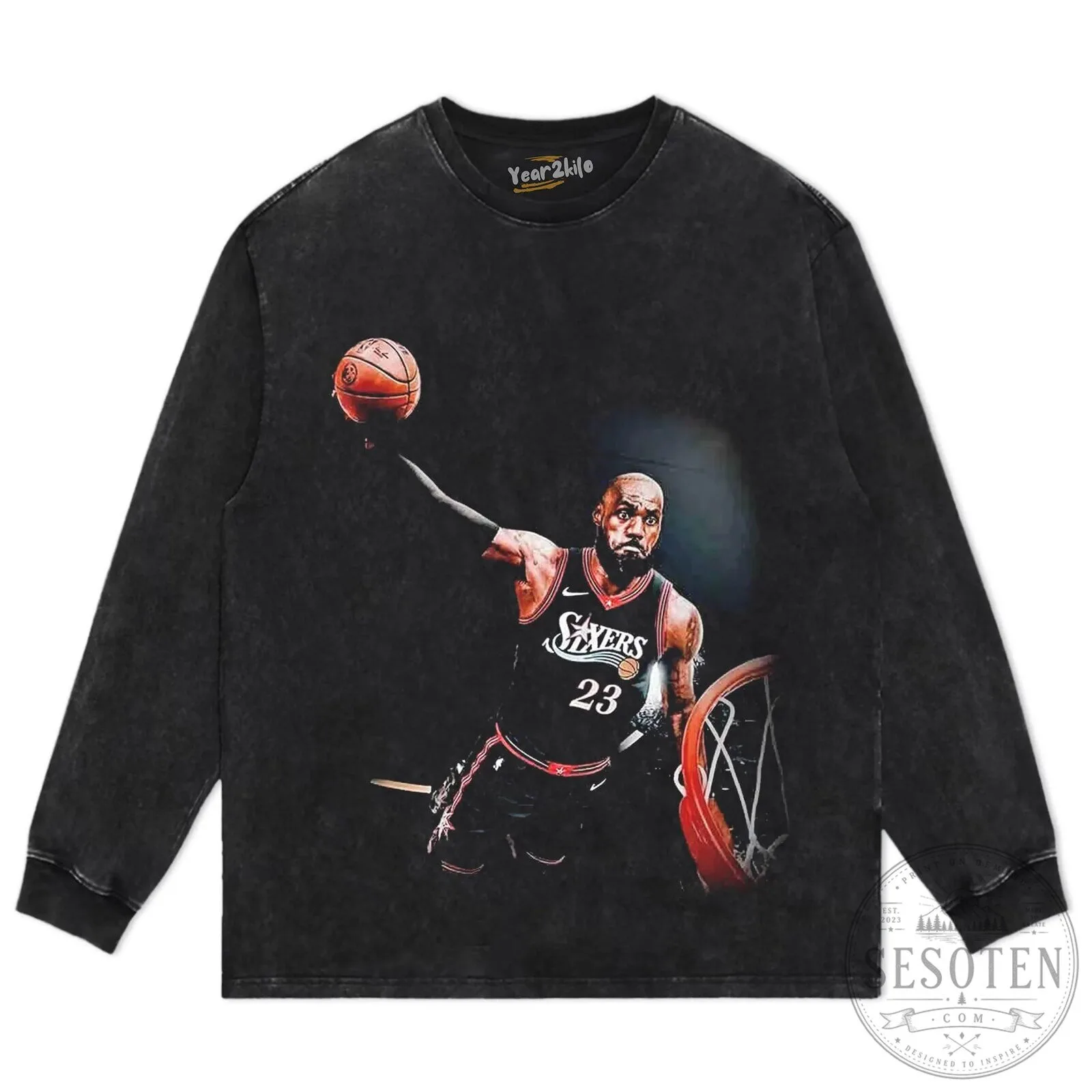 LeBron James Slam Dunk Basketball Player Black Graphic T-Shirt 16 LeBron James Slam Dunk Basketball Player Black Graphic T-Shirt