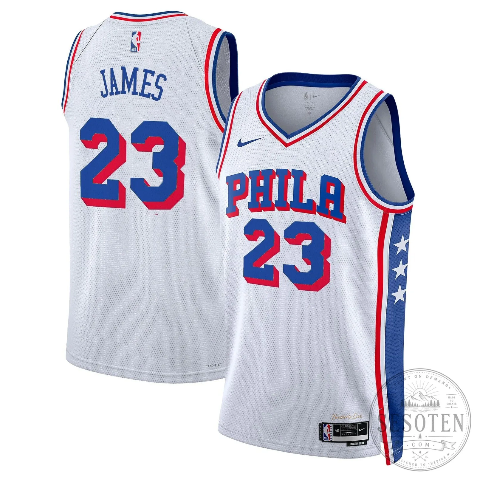 Blue Stitched Basketball Jersey of LeBron James for the Philadelphia 76ers 10 Blue Stitched Basketball Jersey of LeBron James for the Philadelphia 76ers