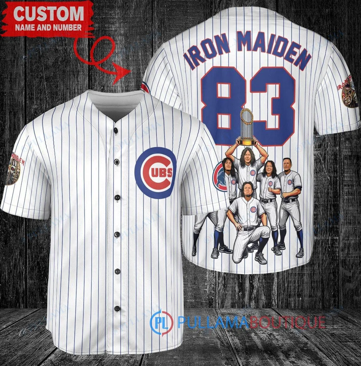 Chicago Cubs Baseball Iron Maiden World Series Trophy Custom Baseball Jersey