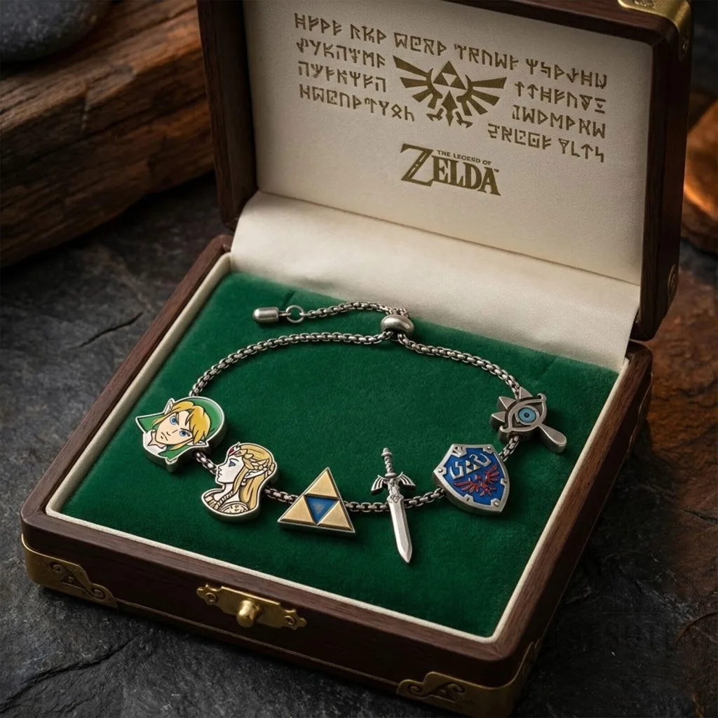 The Legend of Zelda Adjustable Charm Bracelet with Link and Zelda Charms The Legend of Zelda Adjustable Charm Bracelet with Link and Zelda Charms