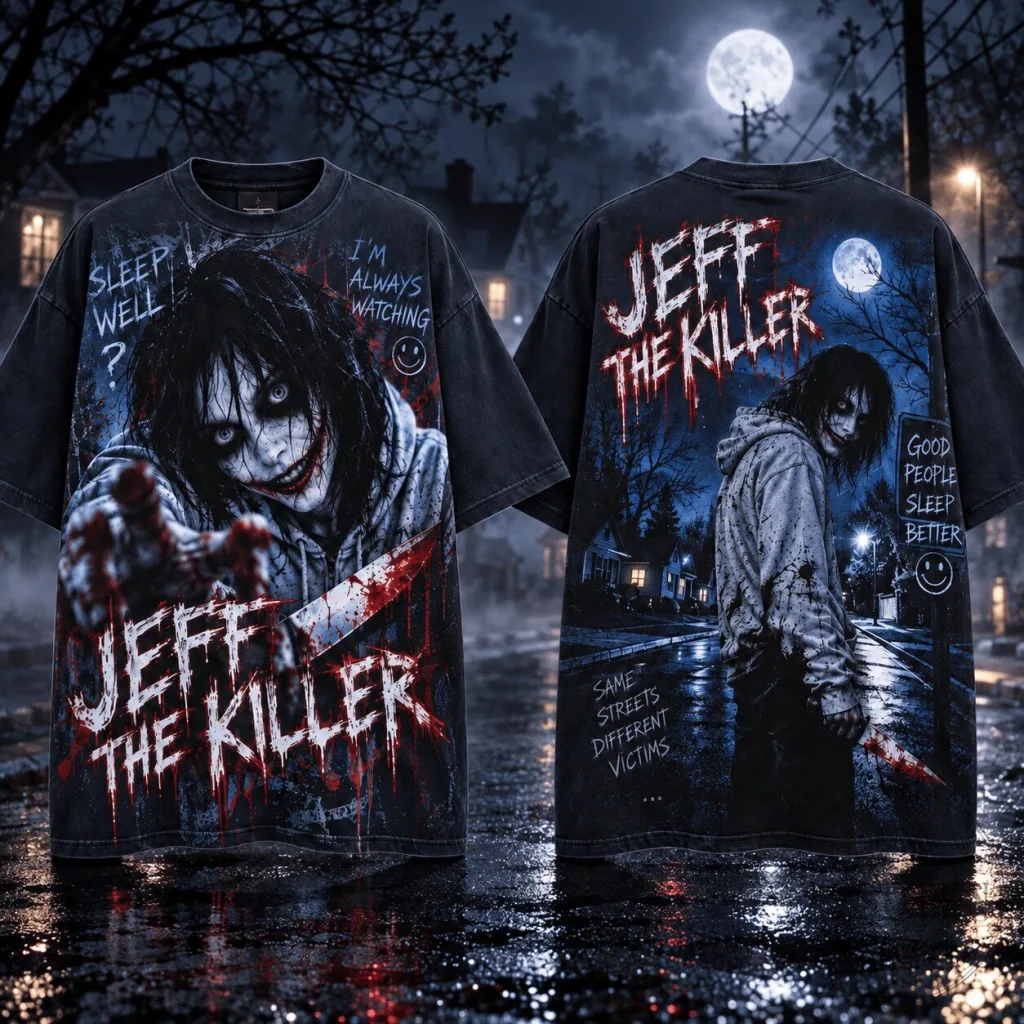 Jeff The Killer Horror Character Gothic Creepy Urban Legend Halloween T-Shirt Jeff The Killer Horror Character Gothic Creepy Urban Legend Halloween T-Shirt