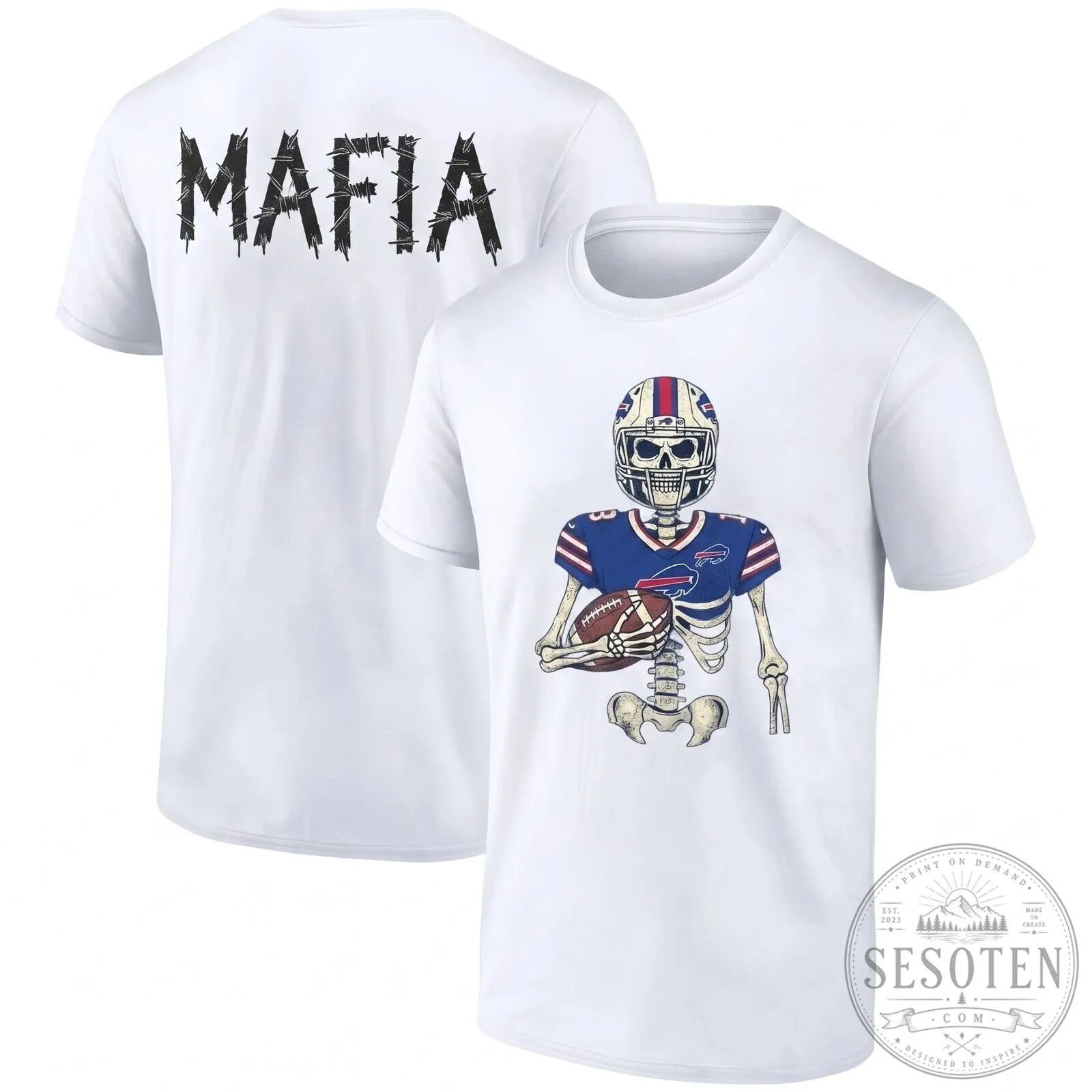 Buffalo Bills Skeleton Football Player Halloween Mafia Black T-Shirt 12 Buffalo Bills Skeleton Football Player Halloween Mafia Black T-Shirt