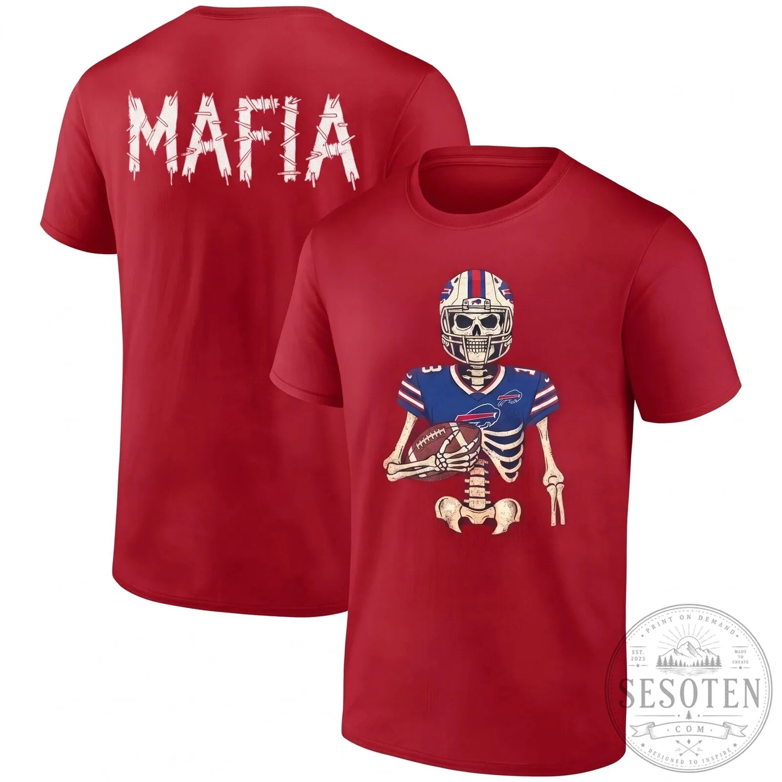 Buffalo Bills Skeleton Football Player Halloween Mafia Black T-Shirt 14 Buffalo Bills Skeleton Football Player Halloween Mafia Black T-Shirt