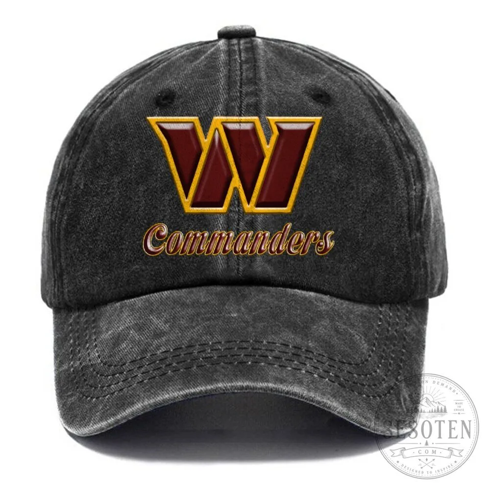 Washington Commanders Football Team Logo Washed Cotton Baseball Cap Hat