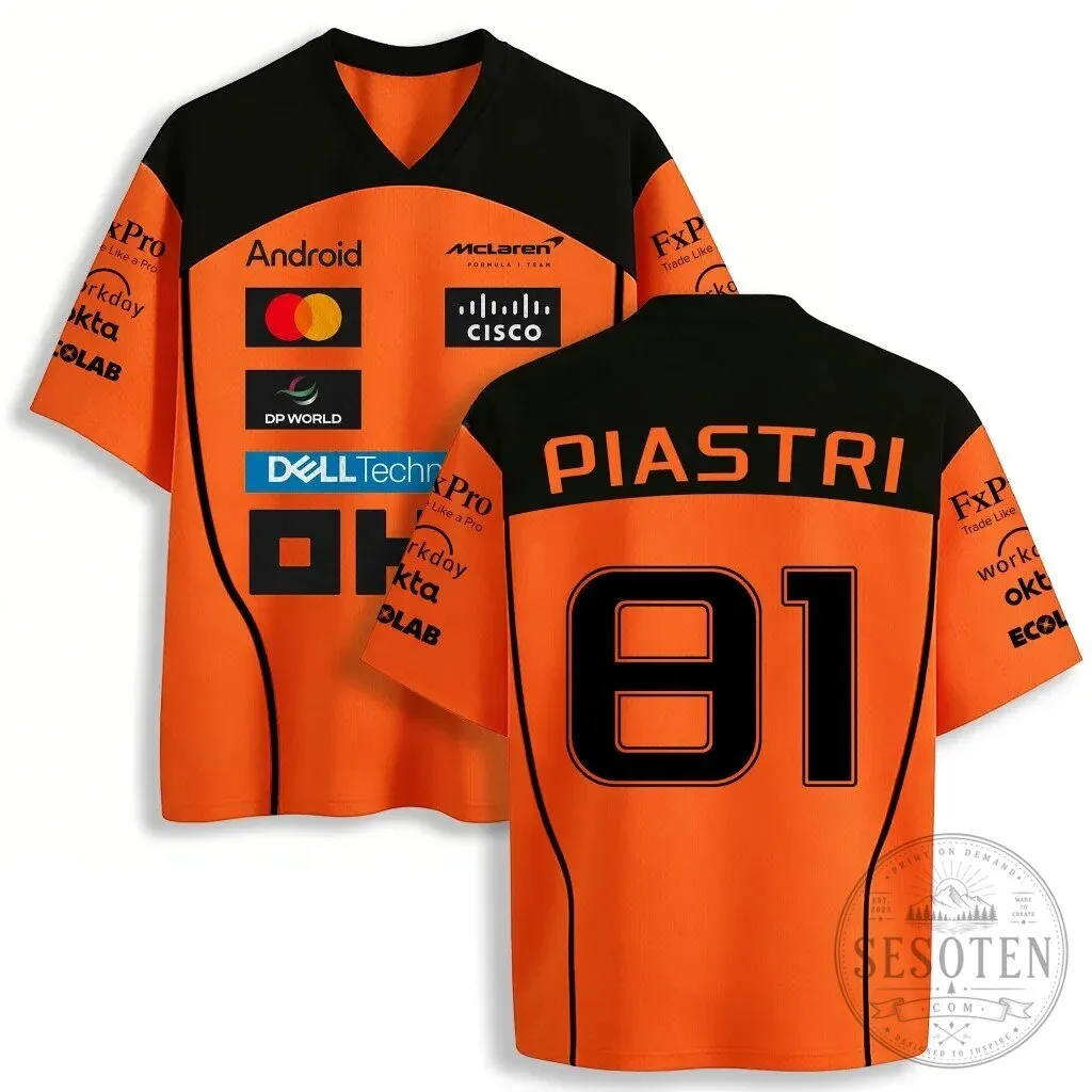 Oscar Piastri McLaren Formula 1 Team Racing Fan Jersey