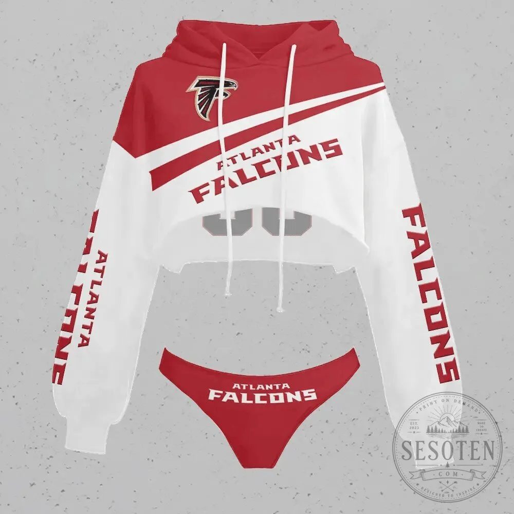 Atlanta Falcons Women's Cropped Hoodie and Bikini Bottom Set