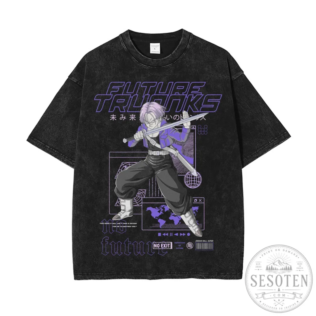 Future Trunks Dragon Ball Super Anime Manga Graphic Washed T-Shirt Future Trunks Dragon Ball Super Anime Manga Graphic Washed T-Shirt