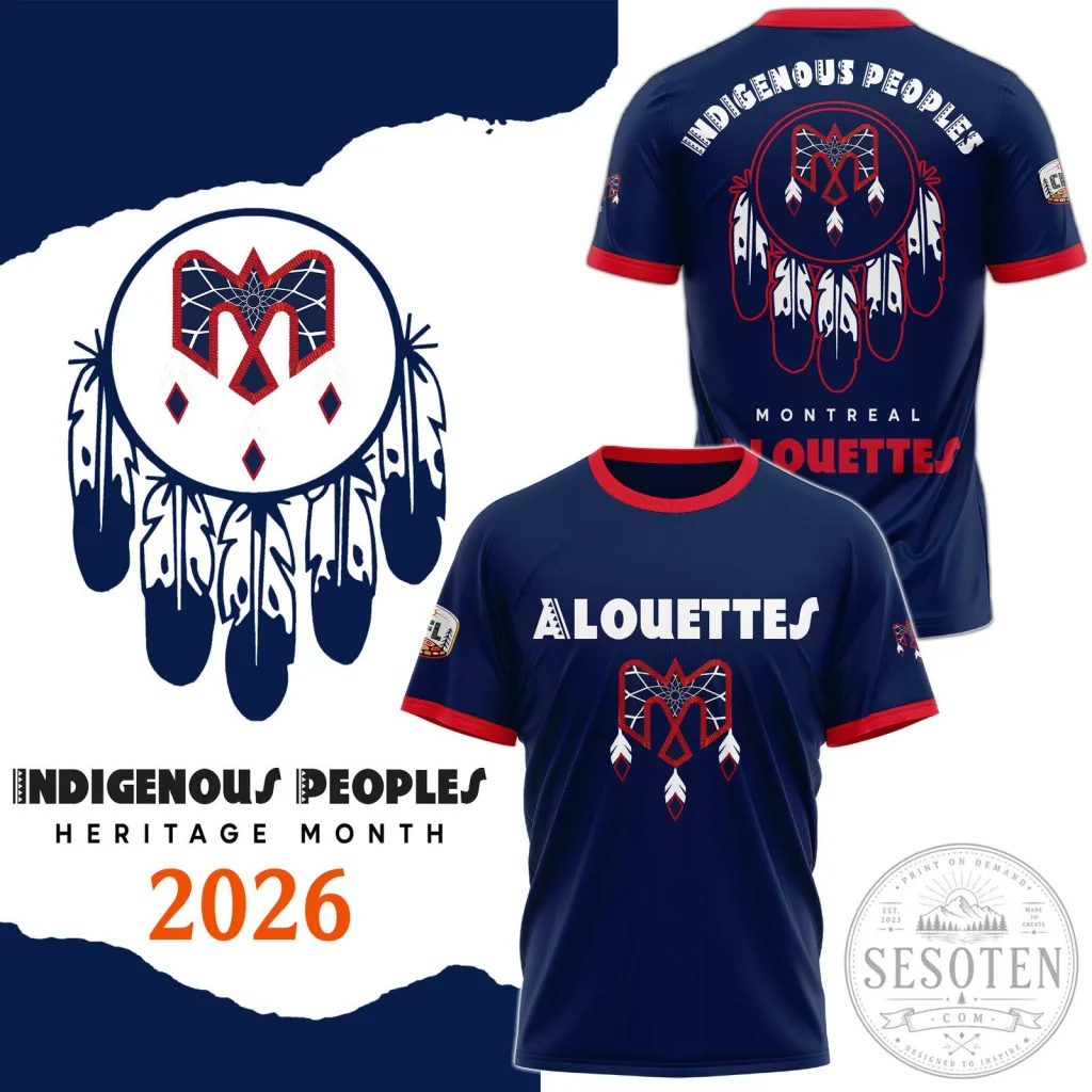 Montreal Alouettes Indigenous Peoples Heritage Month Dreamcatcher T-Shirt Montreal Alouettes Indigenous Peoples Heritage Month Dreamcatcher T-Shirt