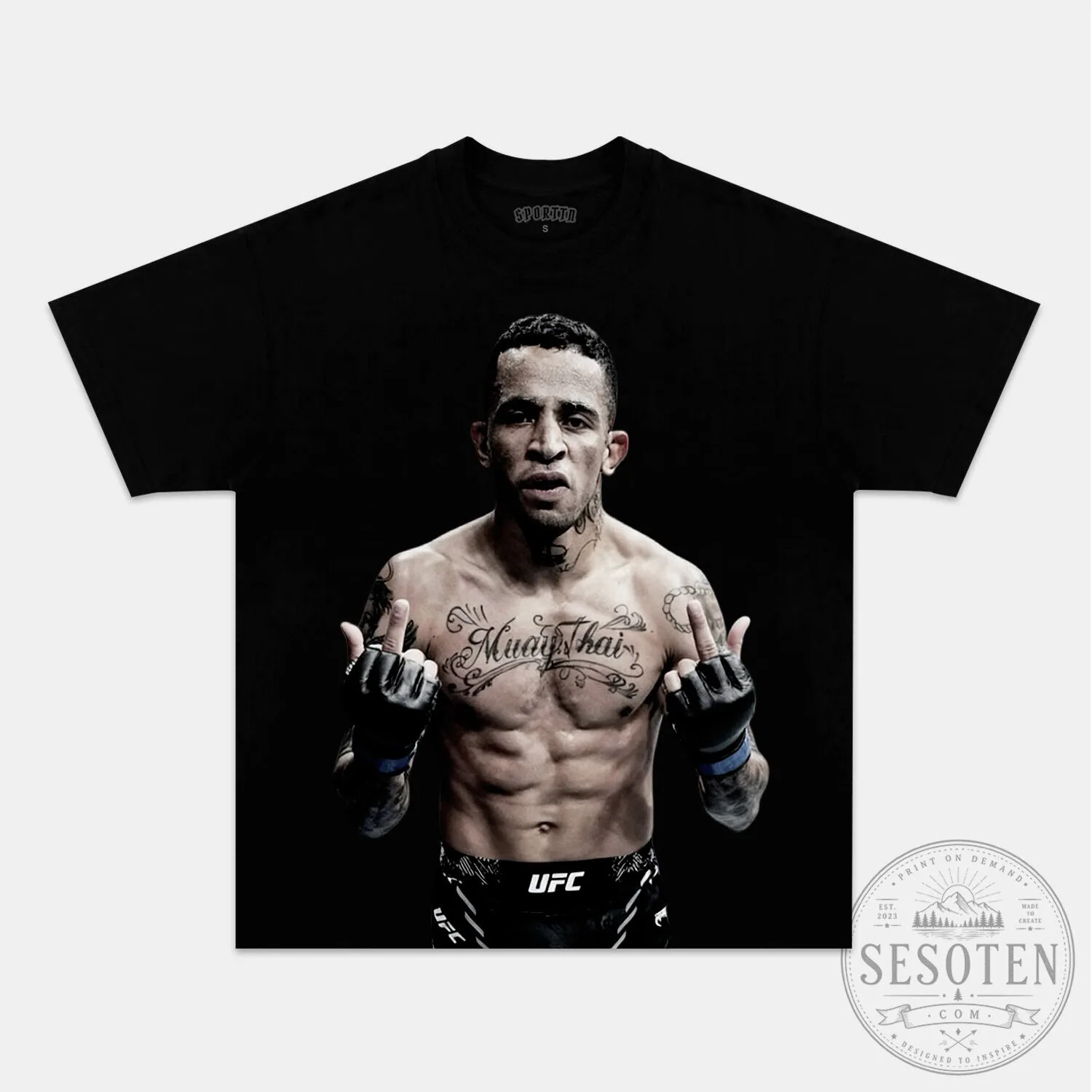 Carlos Prates UFC Fighter Black Graphic Print T-Shirt