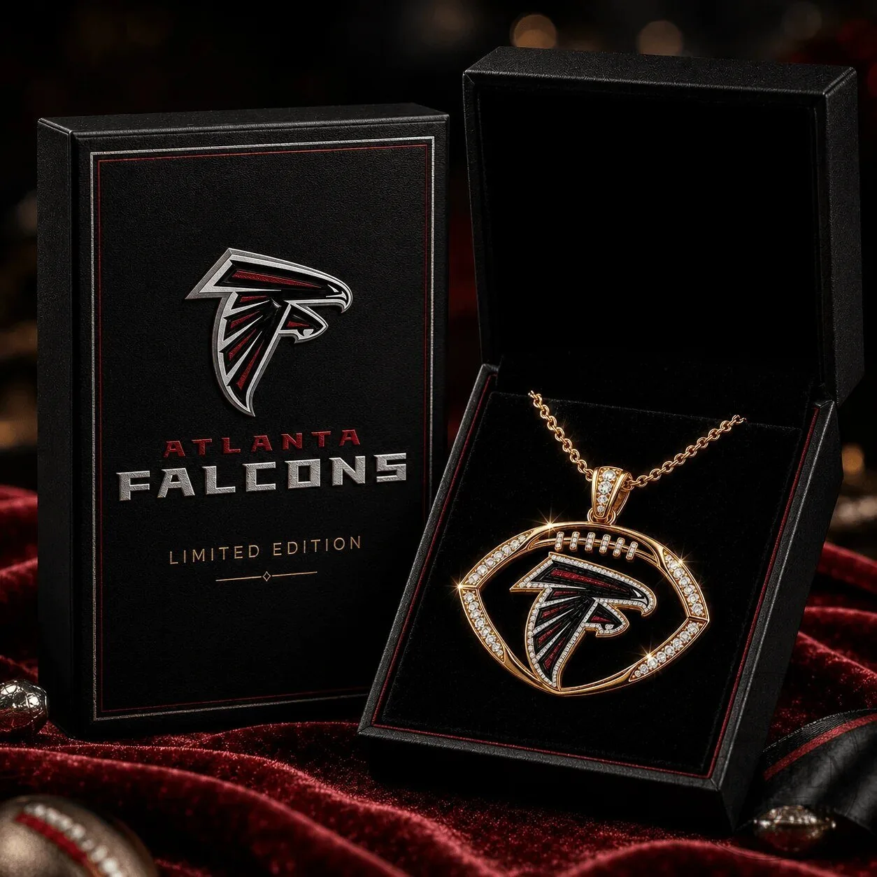 Atlanta Falcons Football Diamond Pendant Necklace