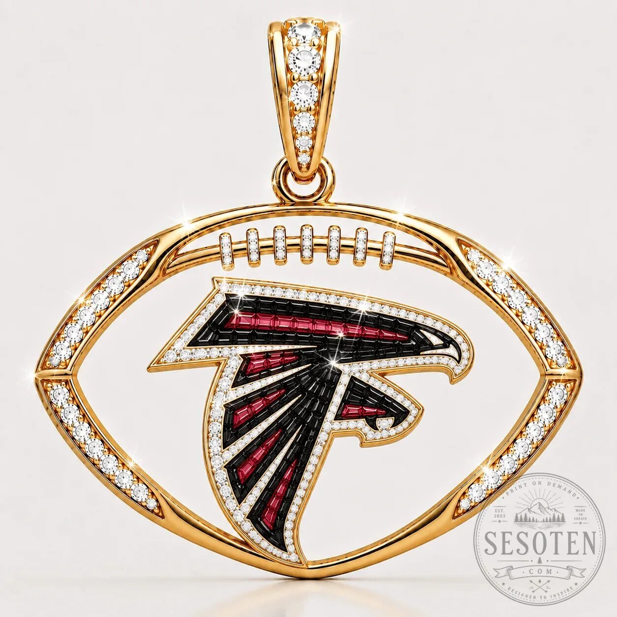 Atlanta Falcons Football Diamond Pendant Necklace 9 Atlanta Falcons Football Diamond Pendant Necklace
