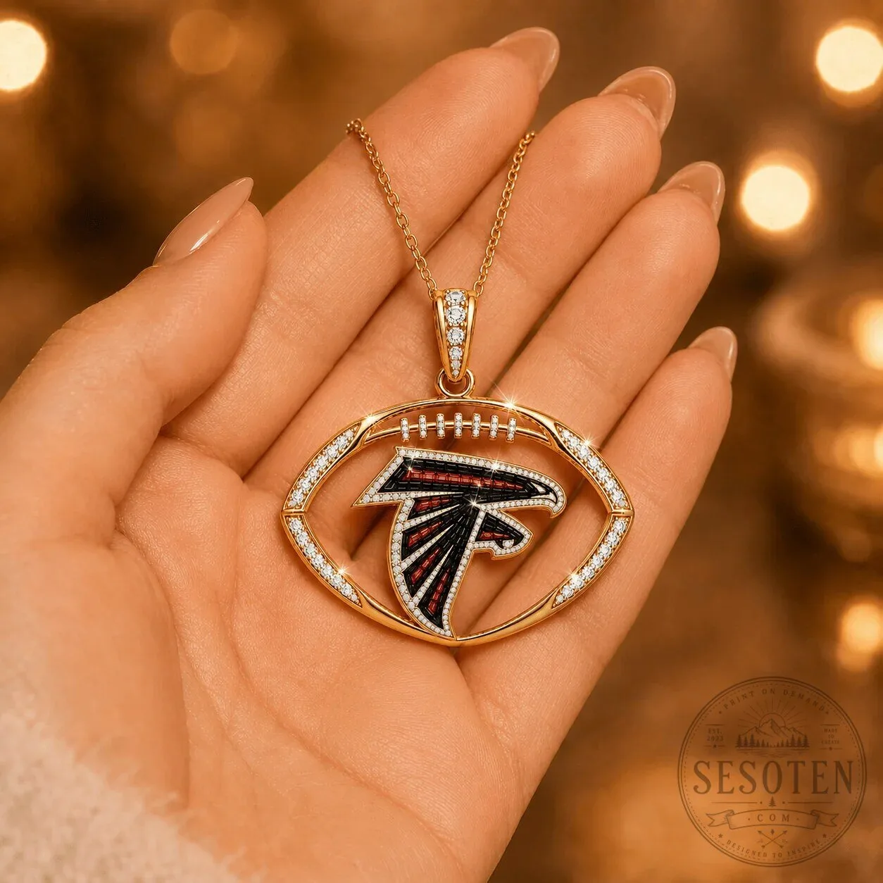 Atlanta Falcons Football Diamond Pendant Necklace 11 Atlanta Falcons Football Diamond Pendant Necklace