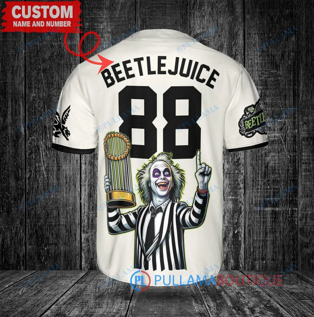 Beetlejuice Texas Rangers Baseball World Series Trophy Custom Baseball Jersey