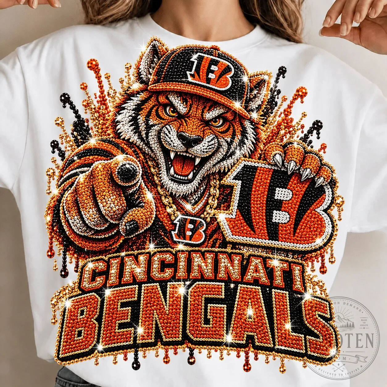 Cincinnati Bengals Sparkle Mascot Who Dey Football Fan T-Shirt