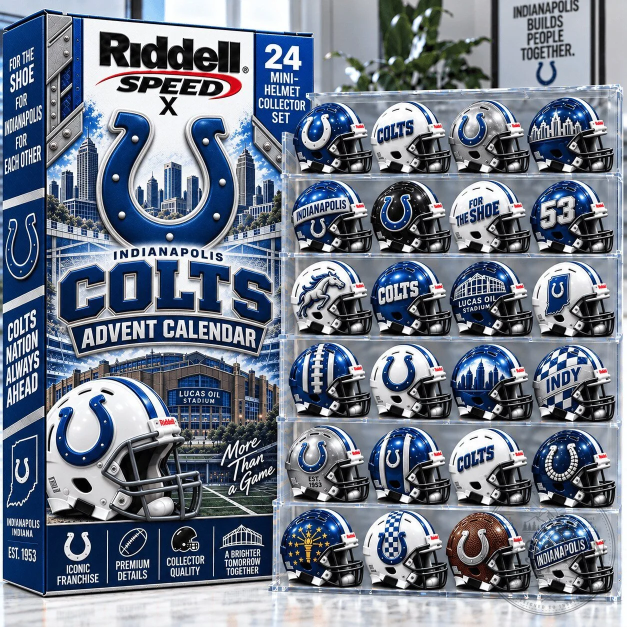 Indianapolis Colts Riddell Mini Helmet Collection Advent Calendar Set