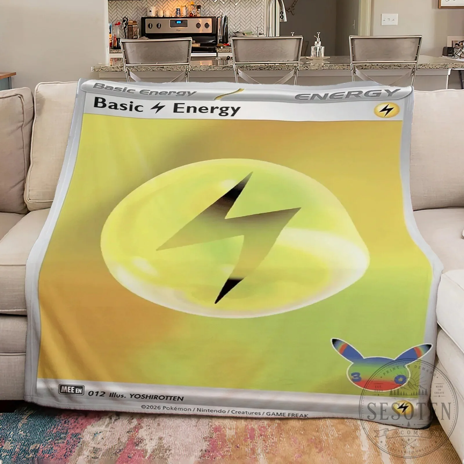 Pokemon Basic Energy Card Design Plush Fleece Blanket 9 Pokemon Basic Energy Card Design Plush Fleece Blanket