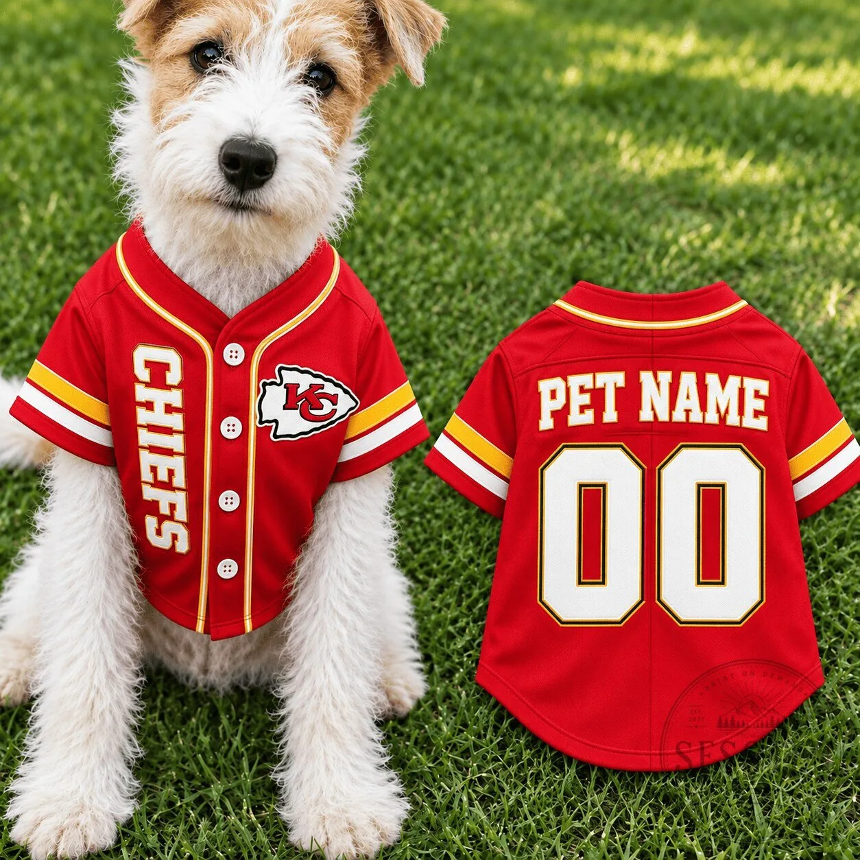 Kansas City Chiefs Pet Baseball Jersey Custom Dog Cat Name Number