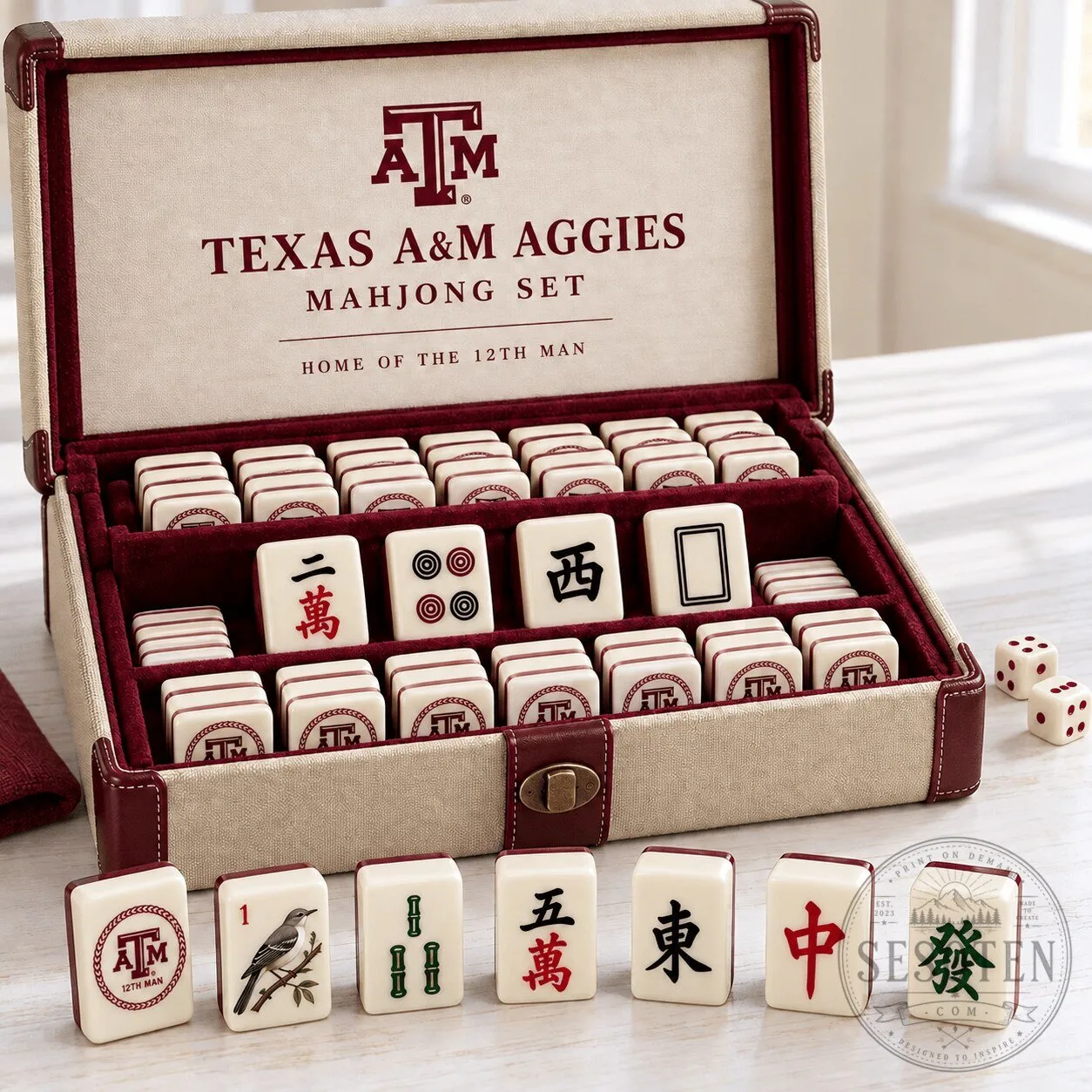 Texas A&M Aggies Mahjong Game Set with Storage Case and Tiles
