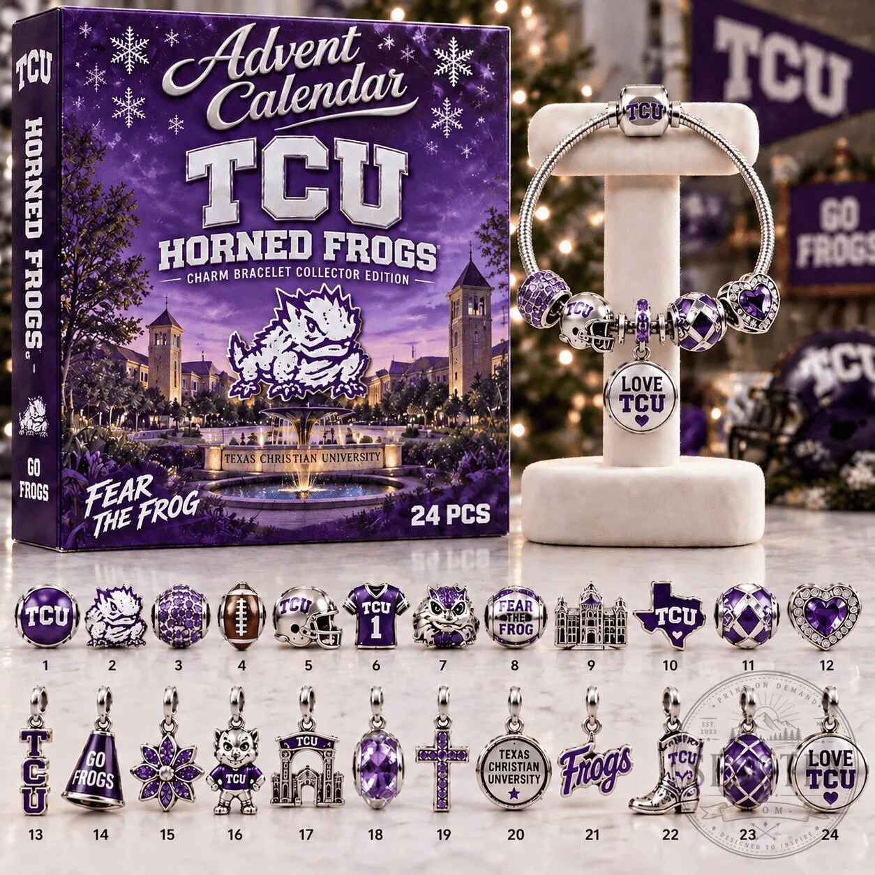 Texas Christian University Horned Frogs Charm Bracelet Advent Calendar Set