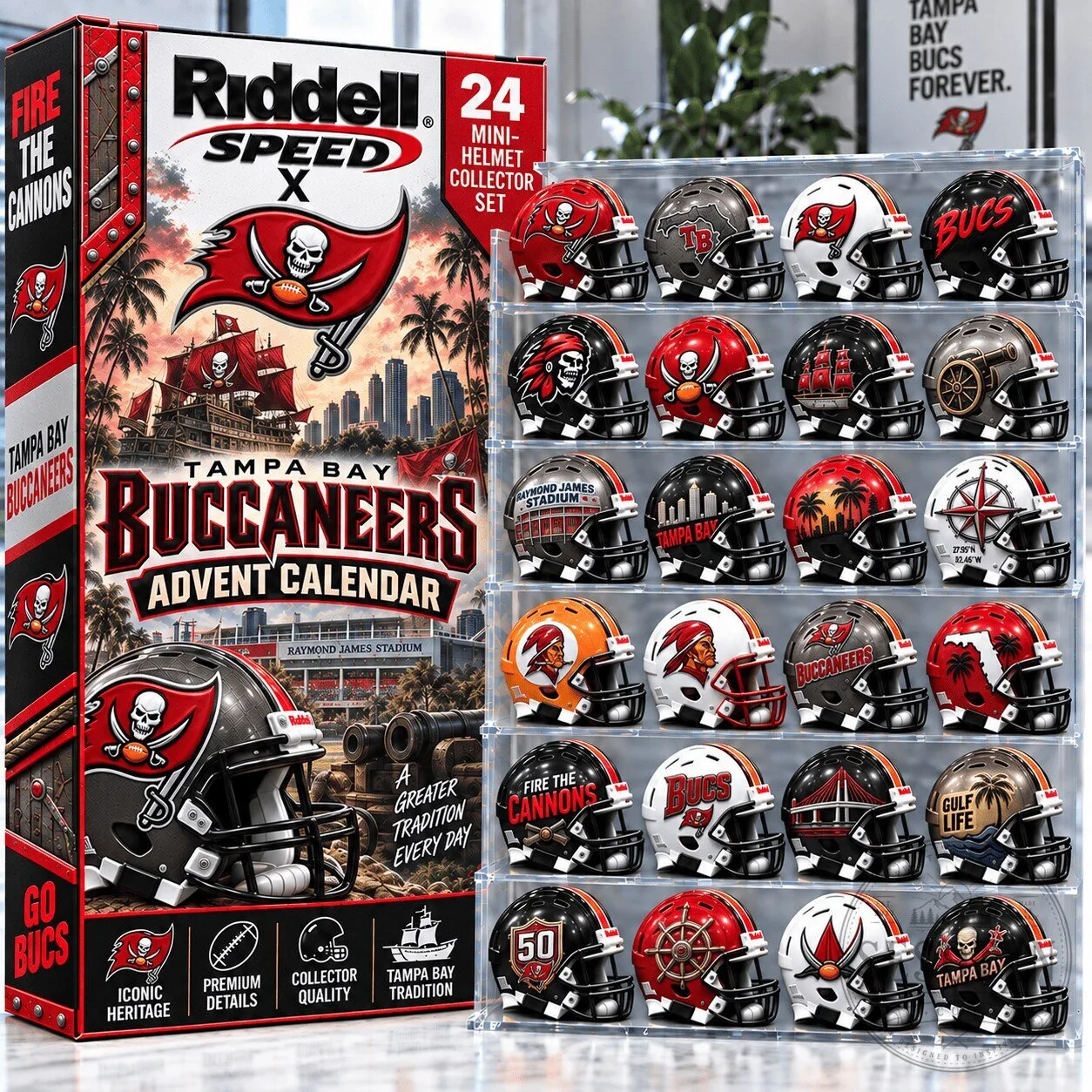 Tampa Bay Buccaneers Mini Helmet Collector Set Advent Calendar