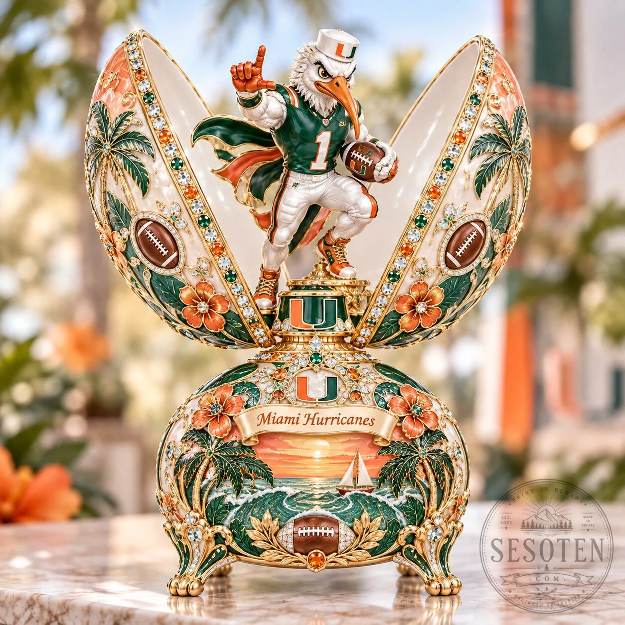 Miami Hurricanes Sebastian the Ibis Fabergé-Inspired Collectible Figurine