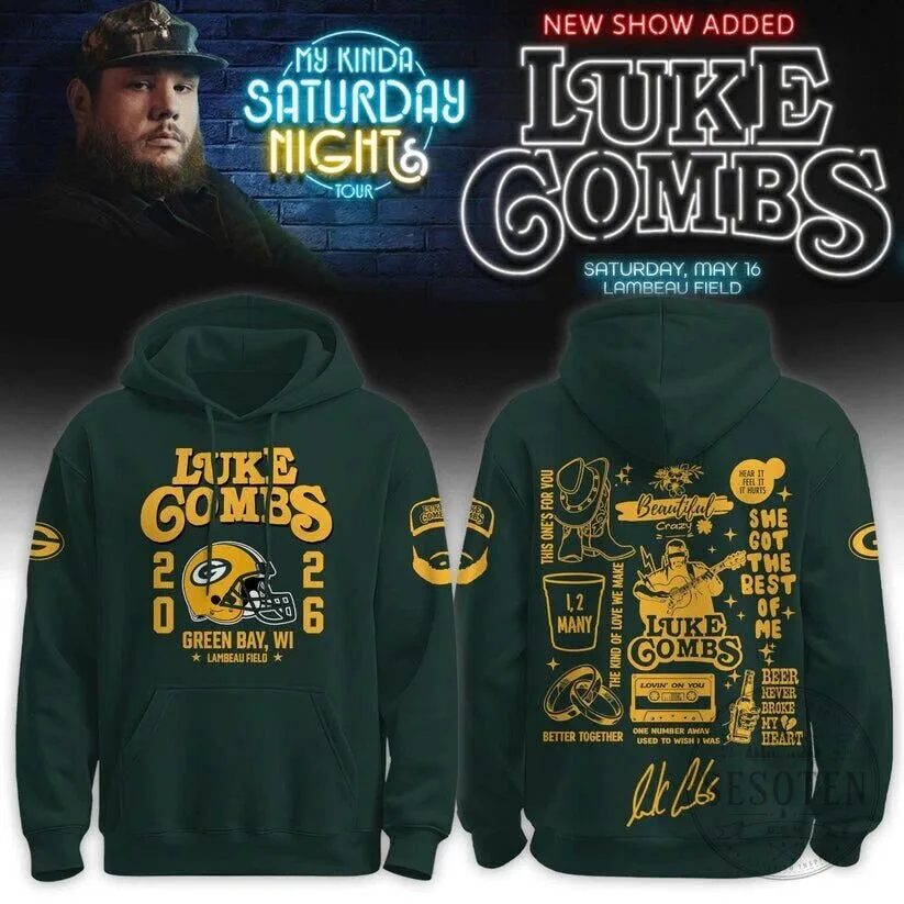 Luke Combs Lambeau Field My Kinda Saturday Night Tour Green Bay Hoodie