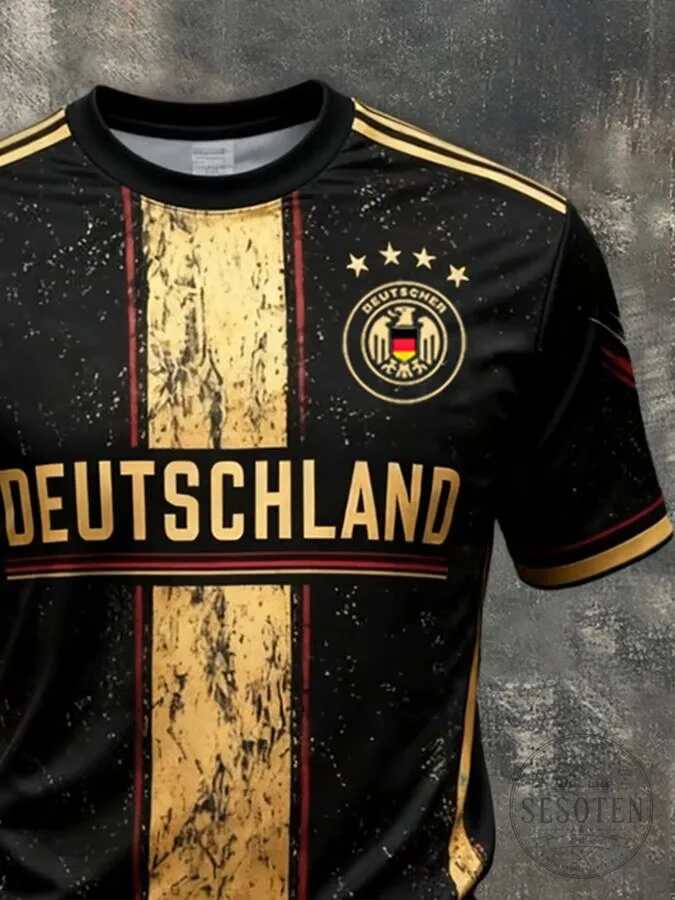 Germany National Football Team Black Gold Stripes Soccer Jersey 7 Germany National Football Team Black Gold Stripes Soccer Jersey