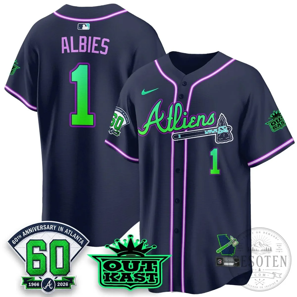 Atlanta Braves Aaron 44 Outkast 60th Anniversary Baseball Jersey 63 Atlanta Braves Aaron 44 Outkast 60th Anniversary Baseball Jersey