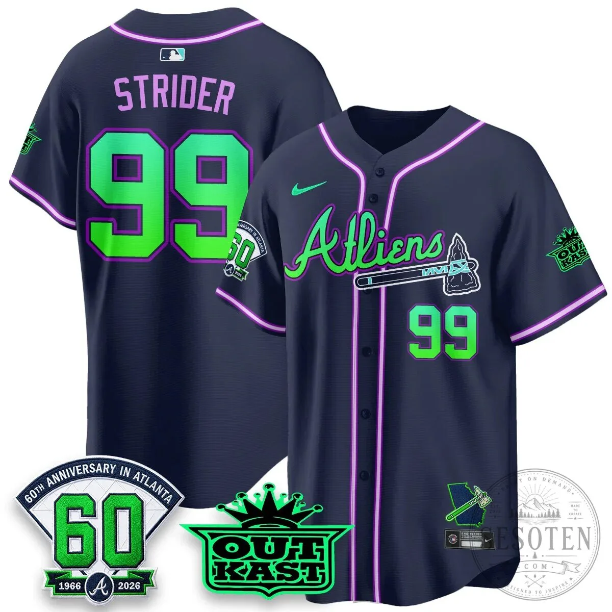 Atlanta Braves Aaron 44 Outkast 60th Anniversary Baseball Jersey 64 Atlanta Braves Aaron 44 Outkast 60th Anniversary Baseball Jersey