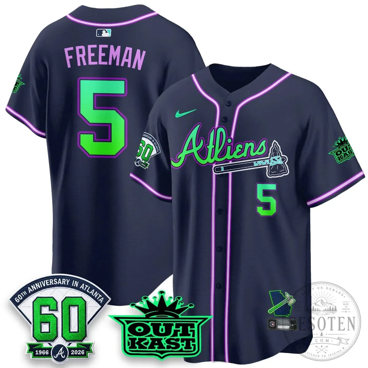 Atlanta Braves Aaron 44 Outkast 60th Anniversary Baseball Jersey 67 Atlanta Braves Aaron 44 Outkast 60th Anniversary Baseball Jersey