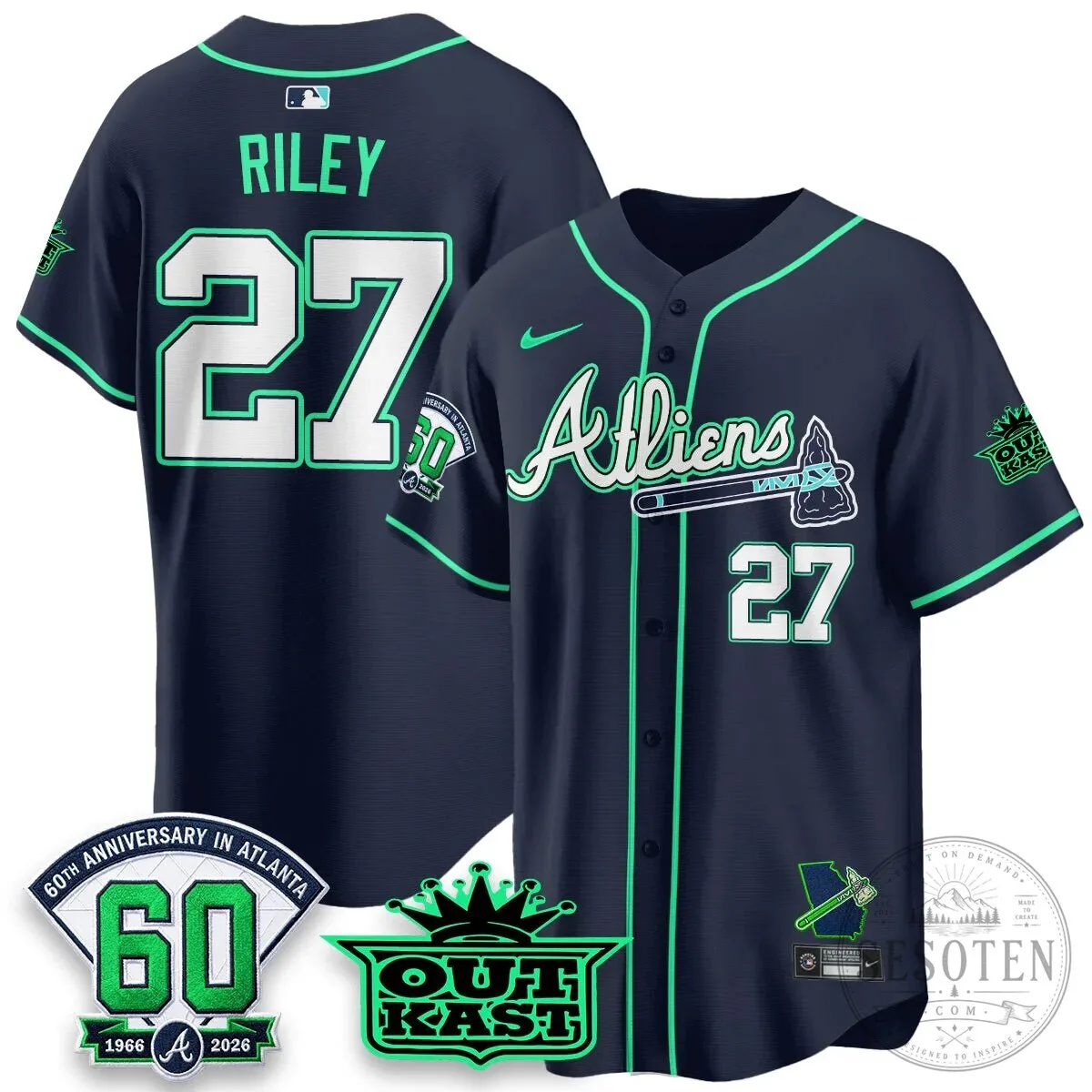 Atlanta Braves Aaron 44 Outkast 60th Anniversary Baseball Jersey 72 Atlanta Braves Aaron 44 Outkast 60th Anniversary Baseball Jersey