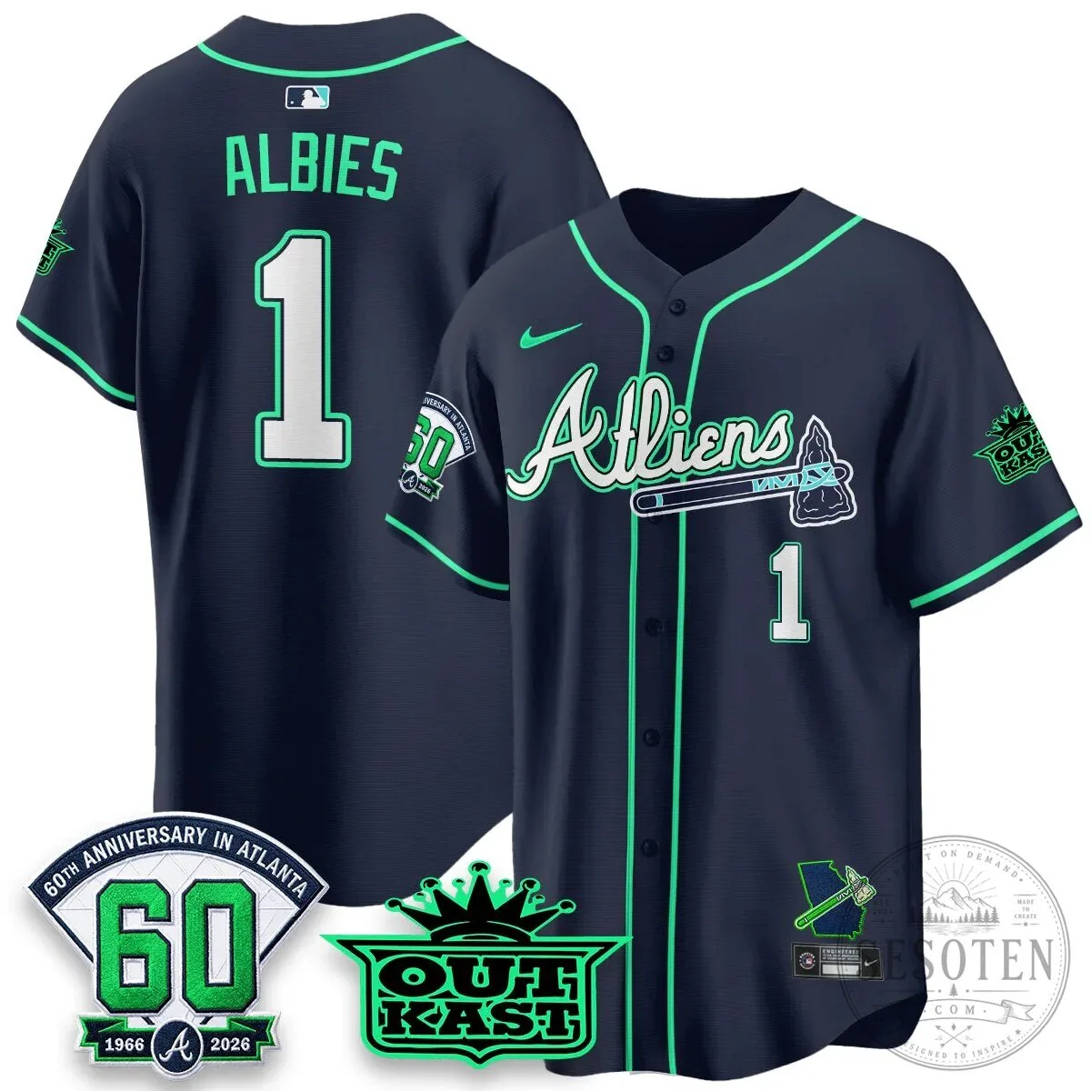 Atlanta Braves Aaron 44 Outkast 60th Anniversary Baseball Jersey 73 Atlanta Braves Aaron 44 Outkast 60th Anniversary Baseball Jersey