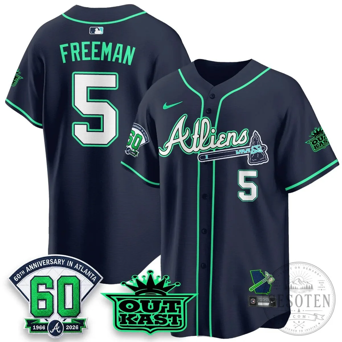 Atlanta Braves Aaron 44 Outkast 60th Anniversary Baseball Jersey 78 Atlanta Braves Aaron 44 Outkast 60th Anniversary Baseball Jersey