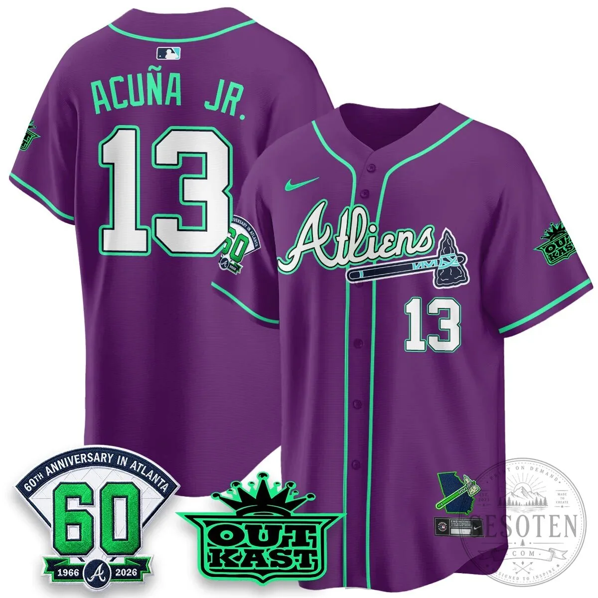 Atlanta Braves Aaron 44 Outkast 60th Anniversary Baseball Jersey 81 Atlanta Braves Aaron 44 Outkast 60th Anniversary Baseball Jersey