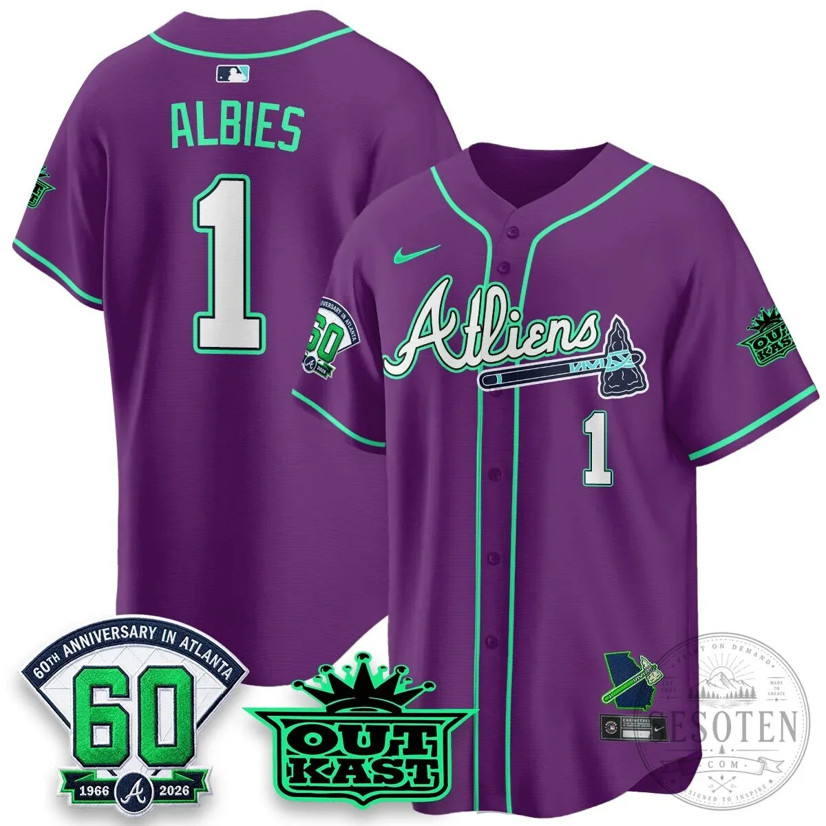 Atlanta Braves Aaron 44 Outkast 60th Anniversary Baseball Jersey 84 Atlanta Braves Aaron 44 Outkast 60th Anniversary Baseball Jersey