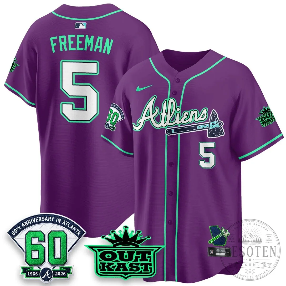 Atlanta Braves Aaron 44 Outkast 60th Anniversary Baseball Jersey 89 Atlanta Braves Aaron 44 Outkast 60th Anniversary Baseball Jersey
